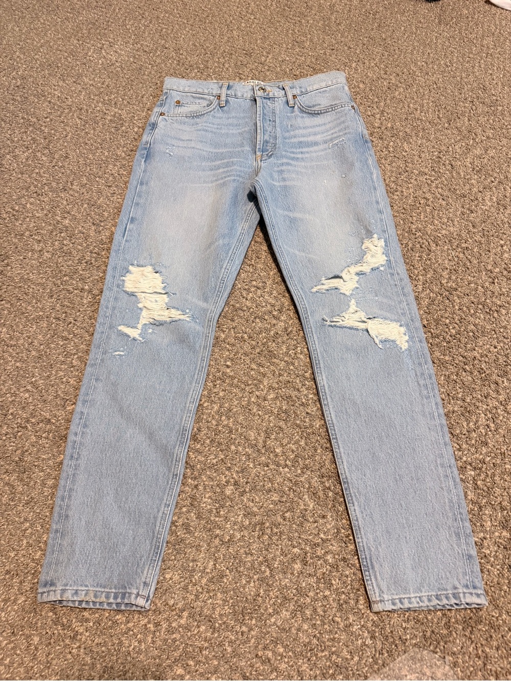 NWT Agolde Jamie High Rise Classic Distressed  Button Fly Jeans   Size 27 (A5)